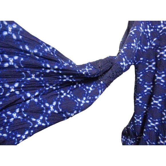 Jessica Simpson ¾ Bell Sleeve Printed Peasant Top, Blue, Size S - Picture 7 of 7